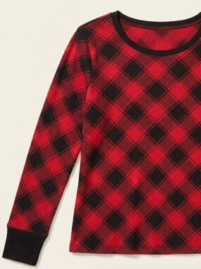 Victorias Secret Pajama Top Size L Plaid Black and Red